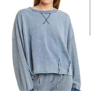 NWT vintage Havana sweatshirt light denim color distressed crewneck size large